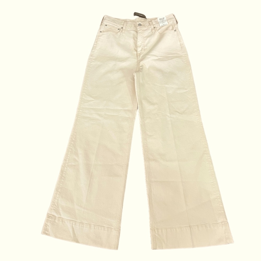 J.CREW Wide Leg Trouser Jean Ivory New Women’s Size 30 Spring 22 Has Stretch - Picture 1 of 9